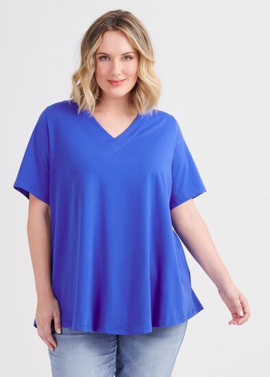 Plus Size Organic V-neck Swing Basic Tee