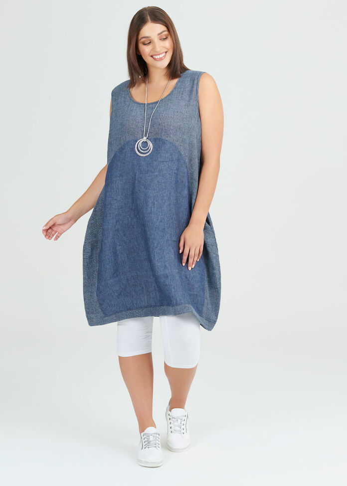 Simply Blues Linen Dress, , hi-res