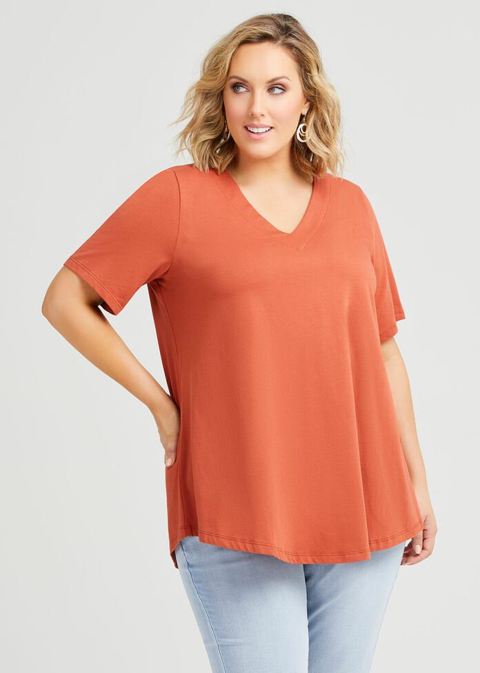 Organic V-neck Swing Basic Tee, , hi-res