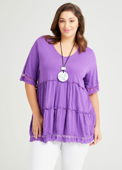 Plus Size Connie Bamboo & Lace Tier Top