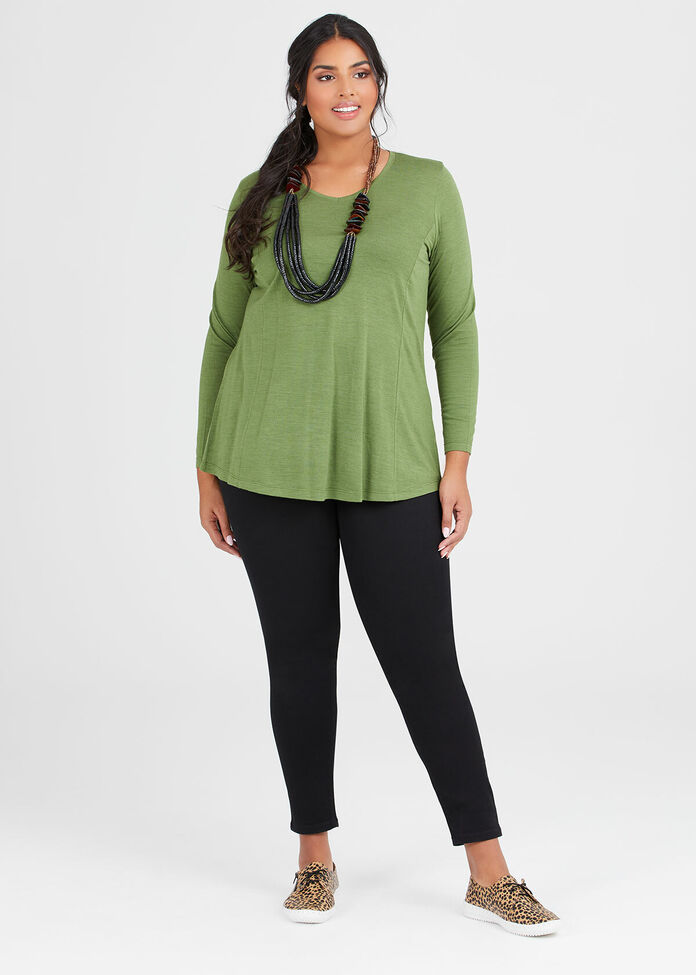 Wool Bamboo V-neck Top, , hi-res