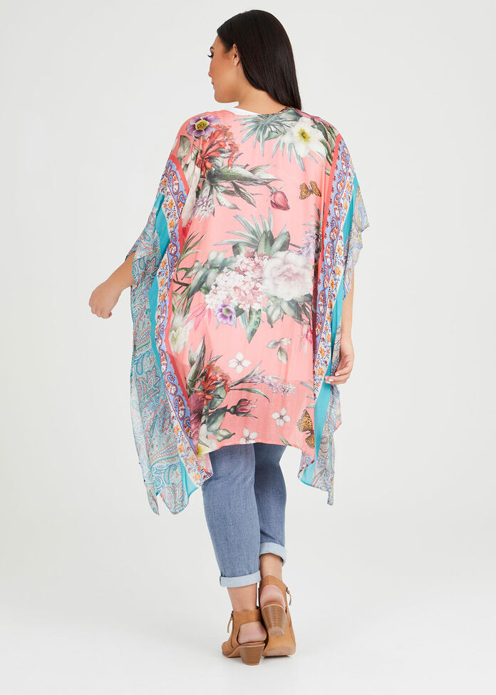 Floral Mix Print Cape, , hi-res