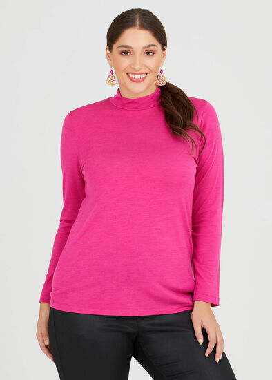 Plus Size Wool Bamboo Mock Neck Top