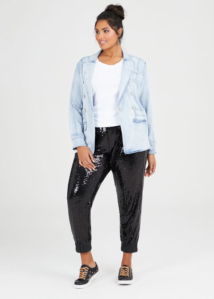 Elle Denim Blazer, , hi-res