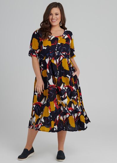 Plus Size Abstract Floral Multi Dress