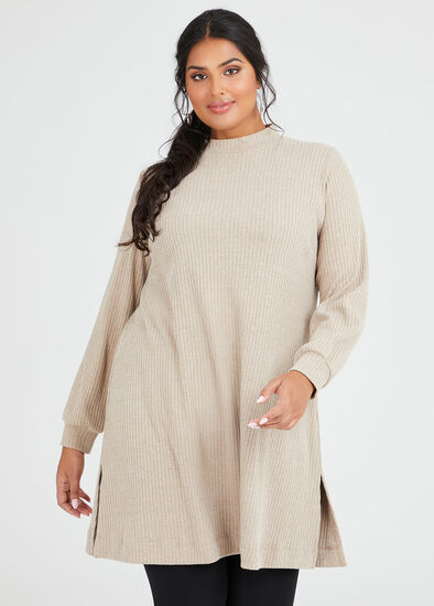 Plus Size Rib Mock Neck Tunic