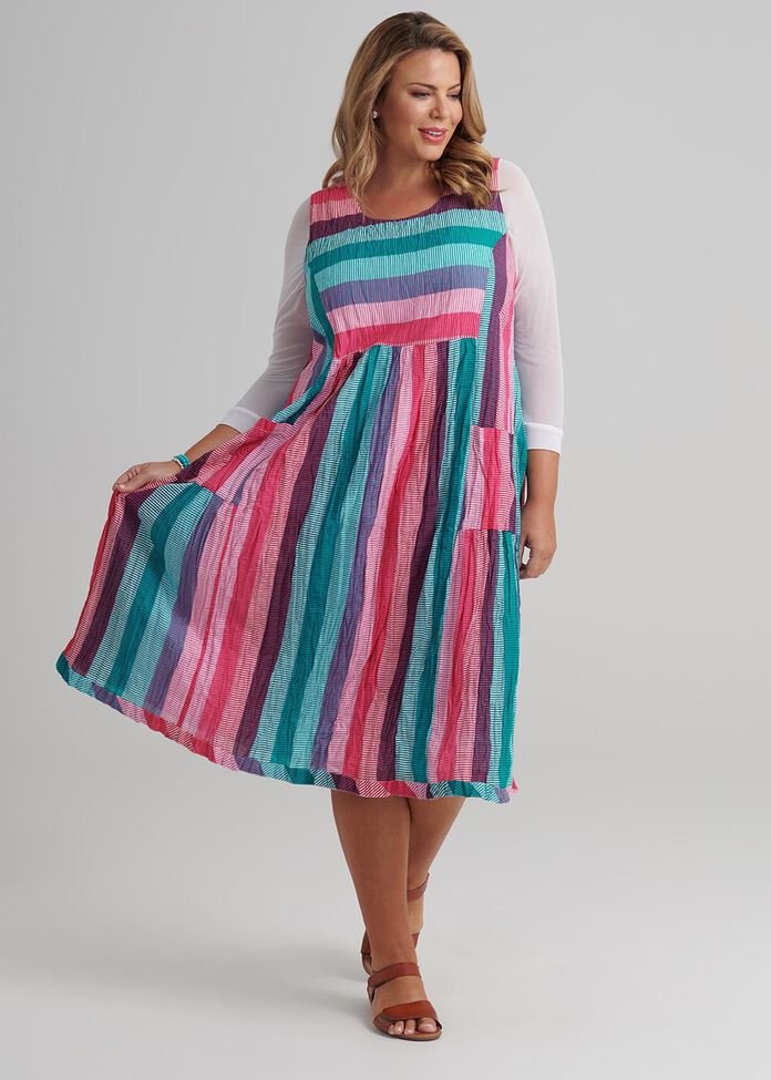 Multi Stripe Dress, , hi-res