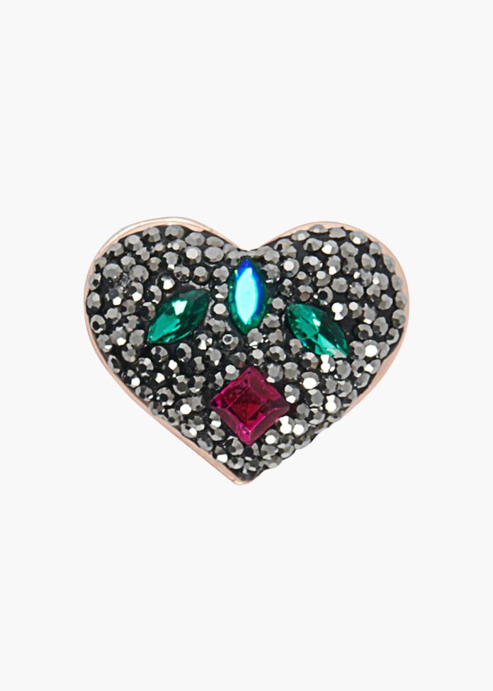 Bejeweled Heart Brooch, , hi-res