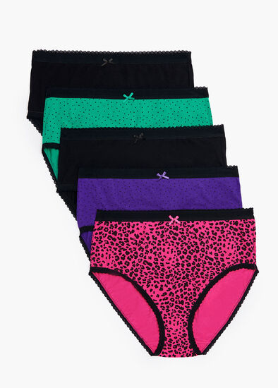 Plus Size 5 Pack Jewel Full Brief