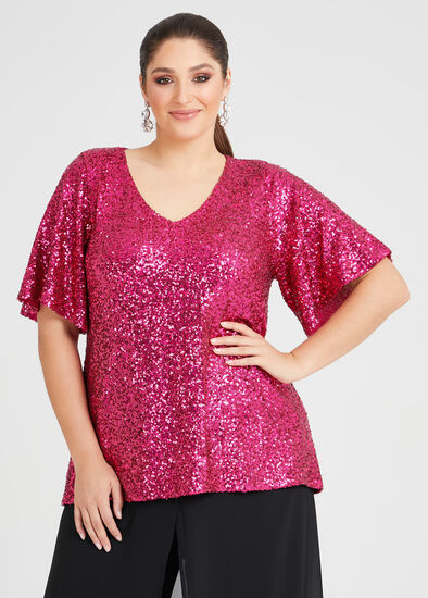 Plus Size Sparkle Sequin Lined Top