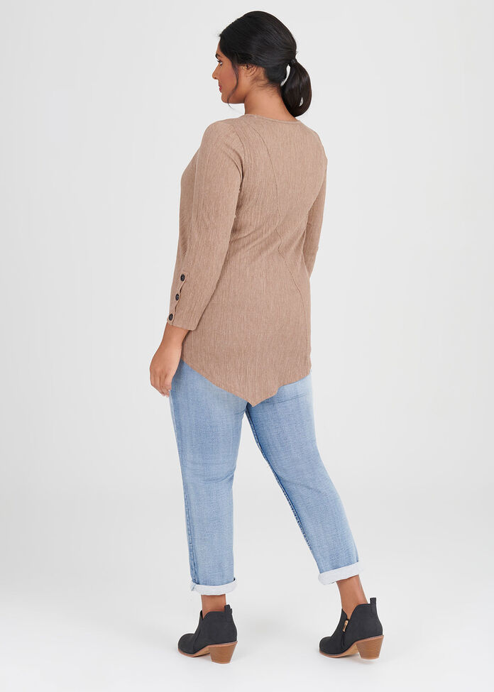 Pleated Knit Top, , hi-res