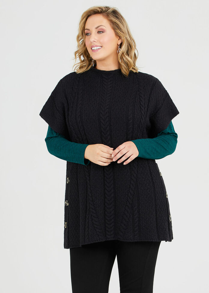 Cable Knit Button Tunic, , hi-res