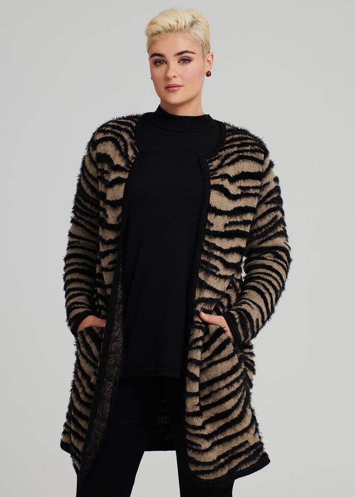 Zebra Luxe Cardi, , hi-res