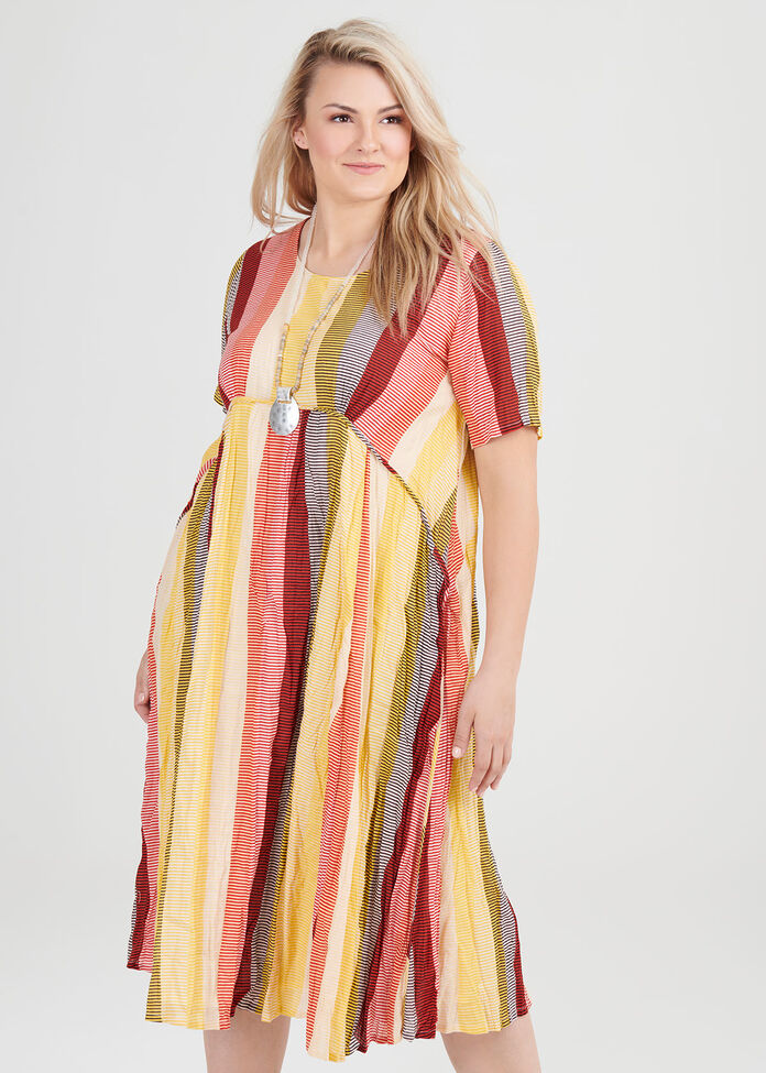 Cotton Tribal Stripe Dress, , hi-res