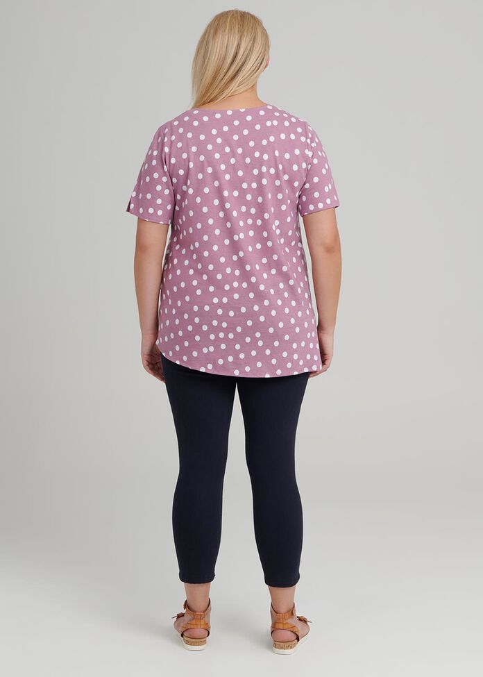 Angled Hem Linen Spot Top, , hi-res