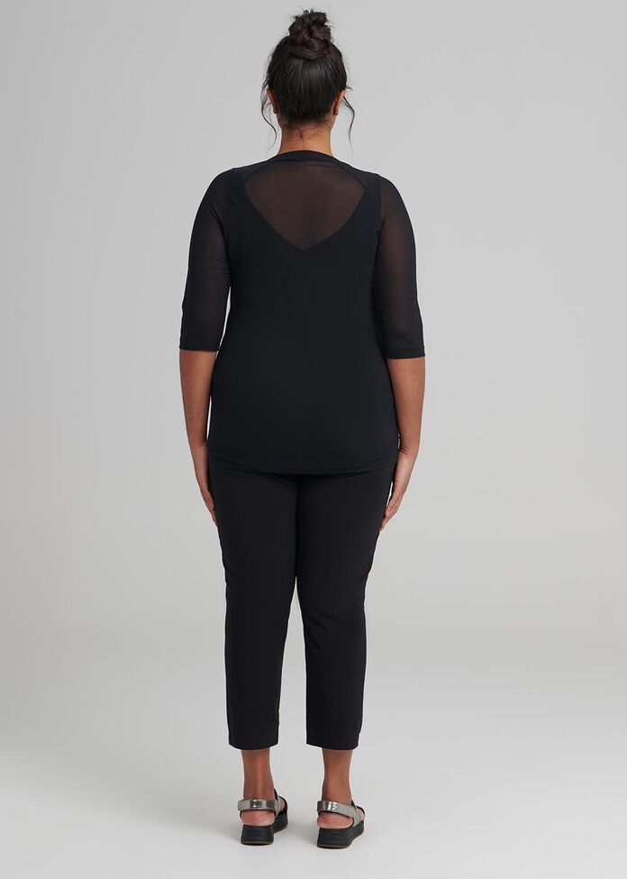 Round Neck Mesh Top, , hi-res