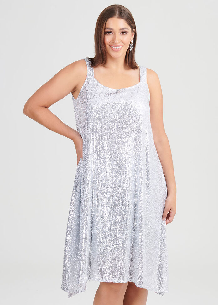 Argent Sequin Cocktail Dress, , hi-res