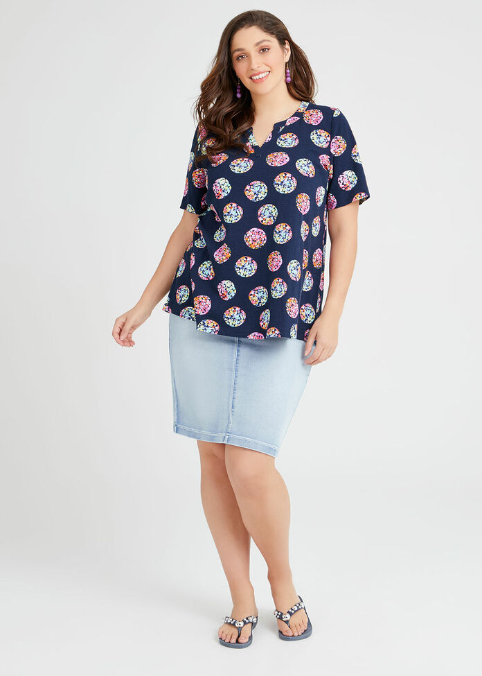 Cotton Colour Burst Spot Top, , hi-res