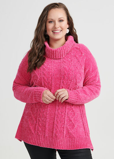 Plus Size Cable Turtle Neck Jumper