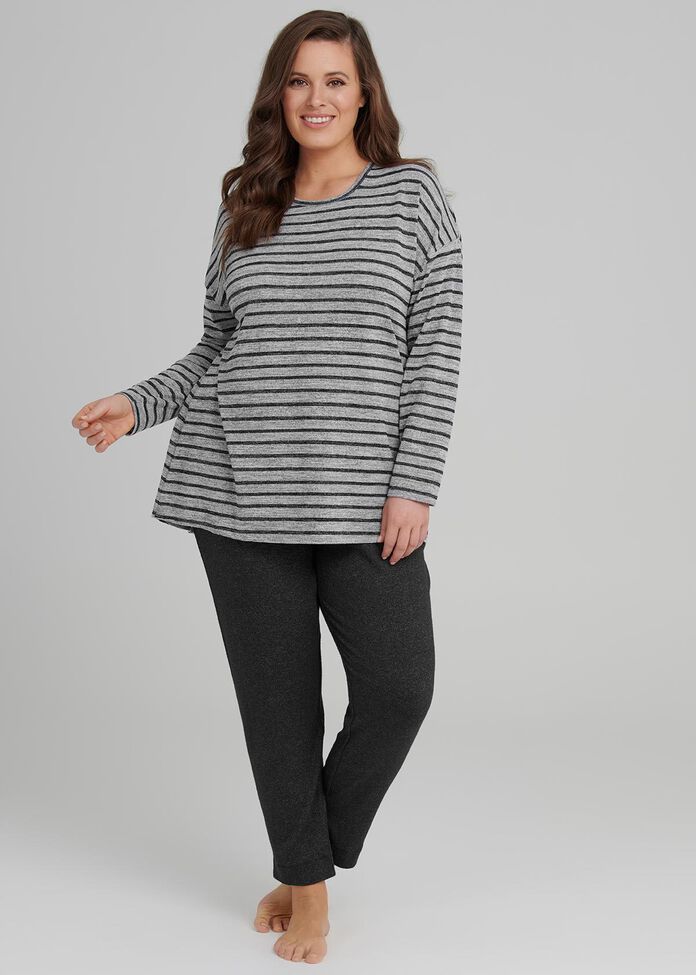 Stripe Luxe Lounge Top, , hi-res