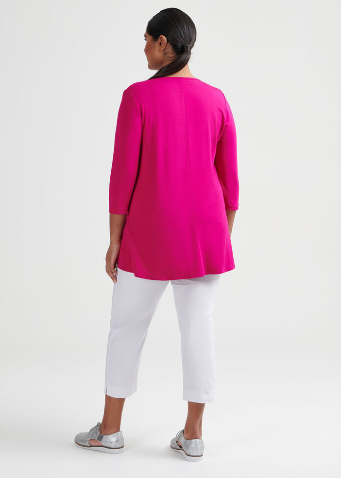 Bamboo 3/4 Sleeve Tie Top, , hi-res