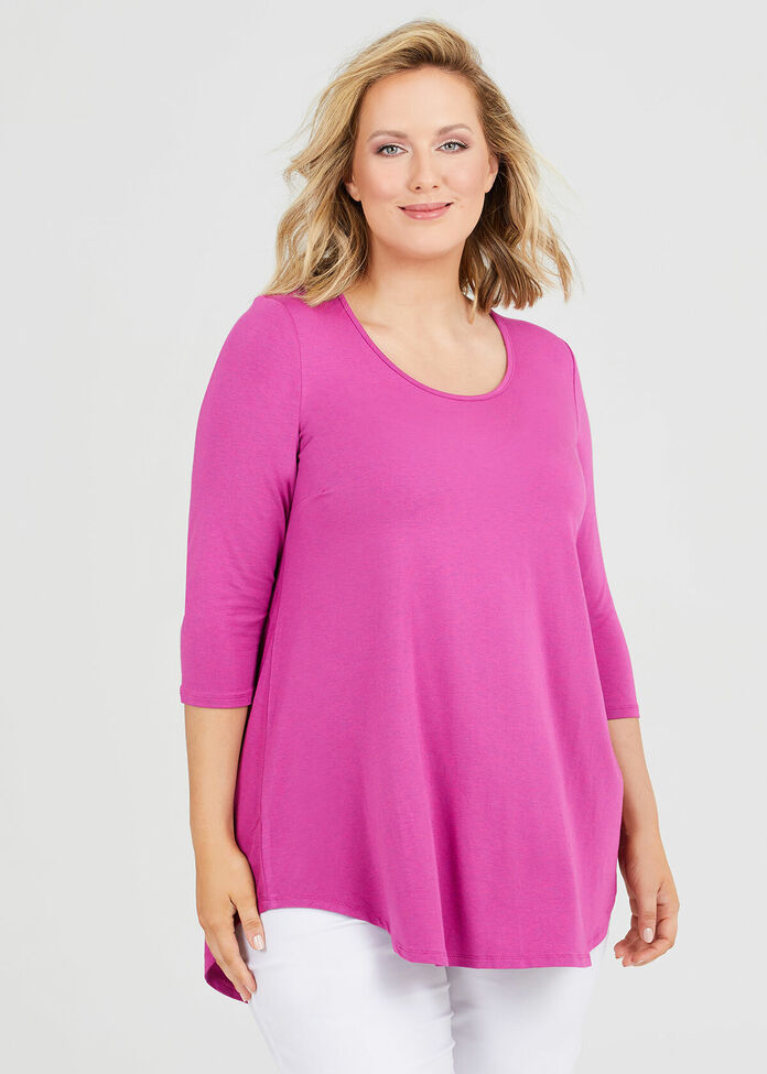 Bamboo Base 3/4 Sleeve Top, , hi-res