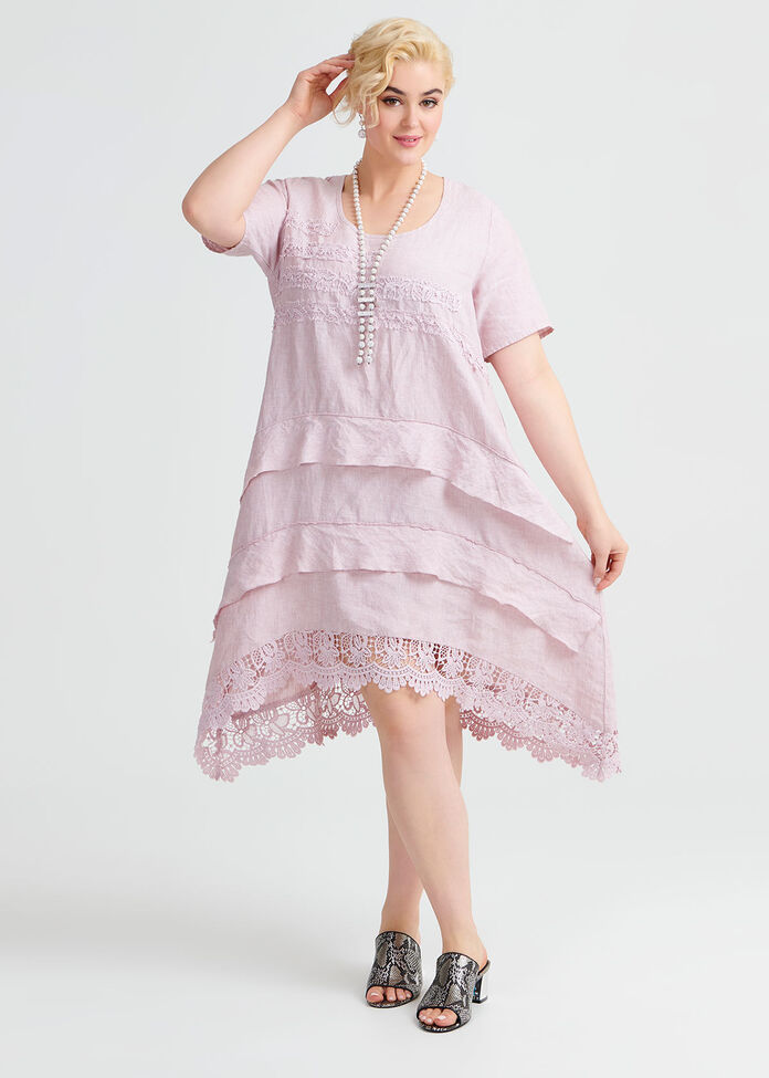 Linen Lace Dress, , hi-res