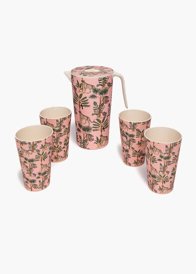 Bamboo Jug & 4 Tumblers