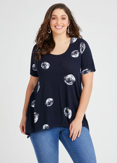 Plus Size Linen Blend Brush Spot Top