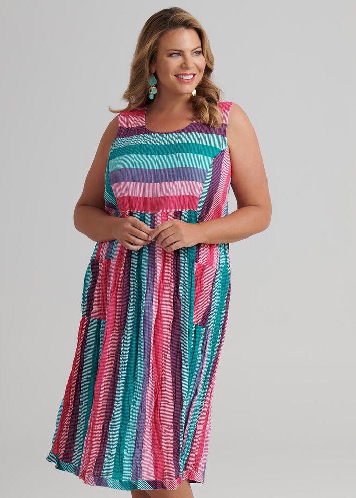 Multi Stripe Dress, , hi-res