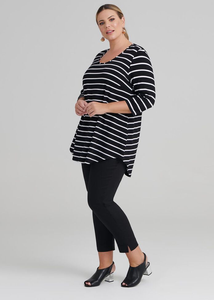 Bamboo Stripe 3/4 Sleeve Top, , hi-res