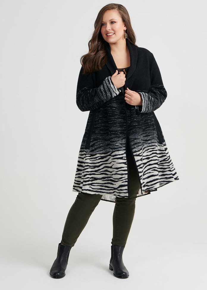 Zebra Boiled Wool Coat, , hi-res