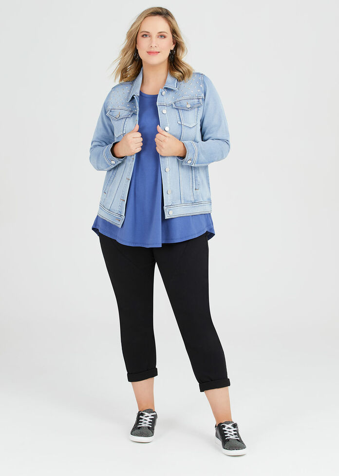 Studded Denim Jacket, , hi-res