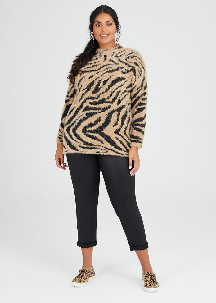 Fluffy Zebra Knit Jumper, , hi-res