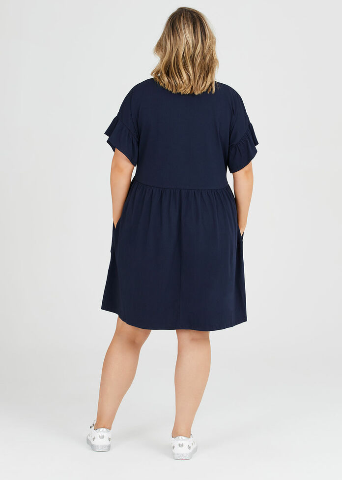 Organic Frill Sleeve Dress, , hi-res