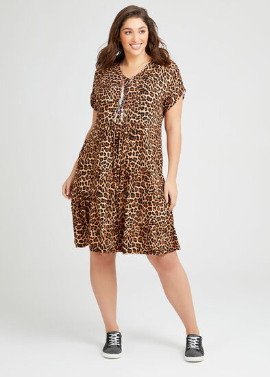 Plus Size Bamboo Animal Frill Dress