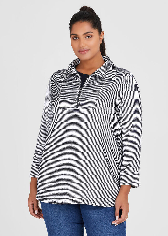 Textured Wave Zip Top, , hi-res