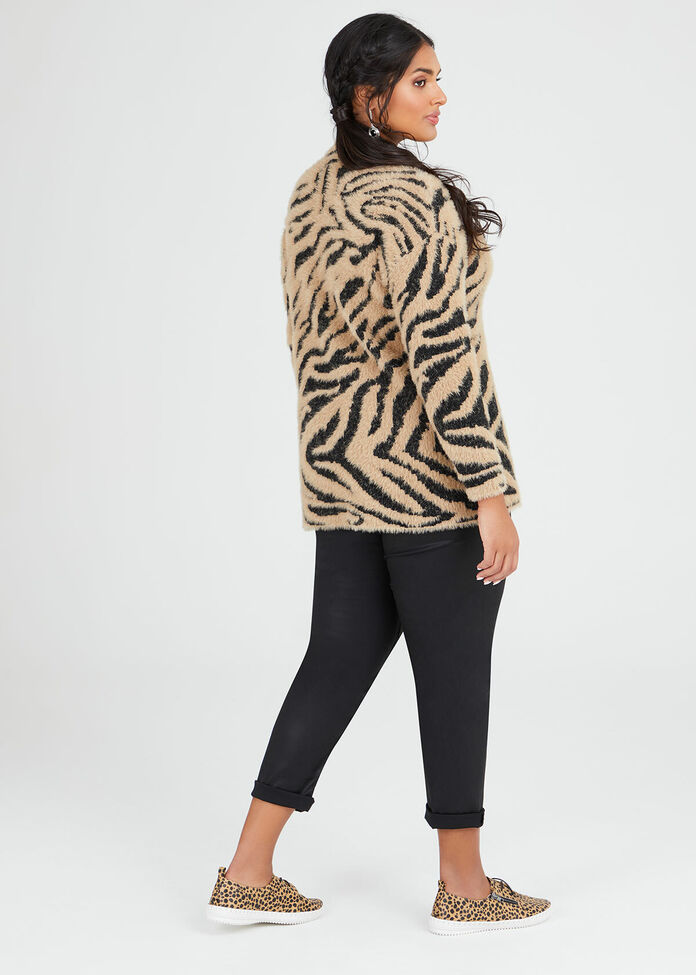 Fluffy Zebra Knit Jumper, , hi-res