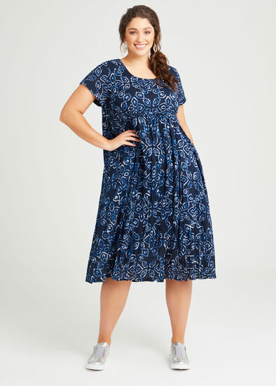 Plus Size Cotton Shibori Print Dress