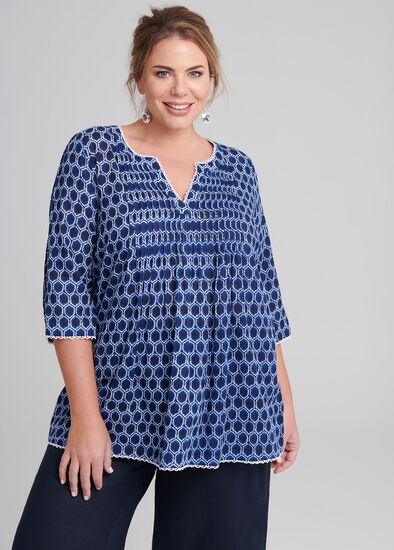 Plus Size Shibori Cotton Top