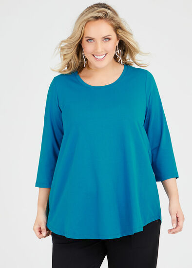 Plus Size Organic Crew Swing 3/4 Tee