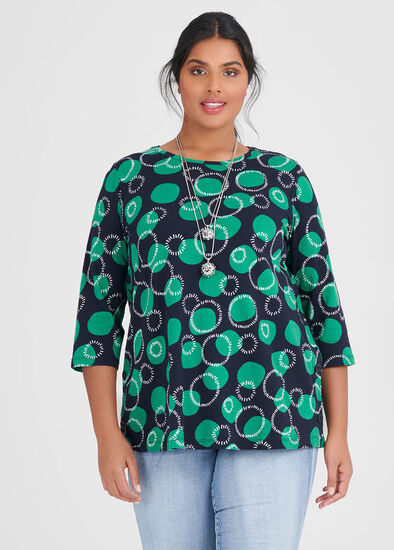 Plus Size Cotton Circles Top