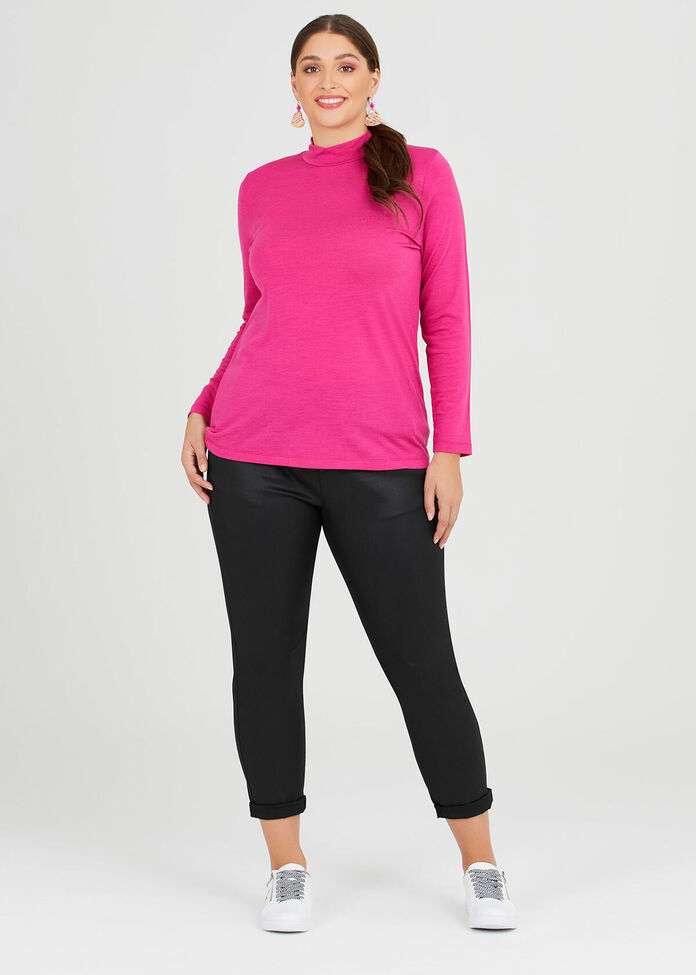 Wool Bamboo Mock Neck Top, , hi-res