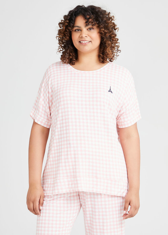 Bamboo Gingham Pyjama Top, , hi-res