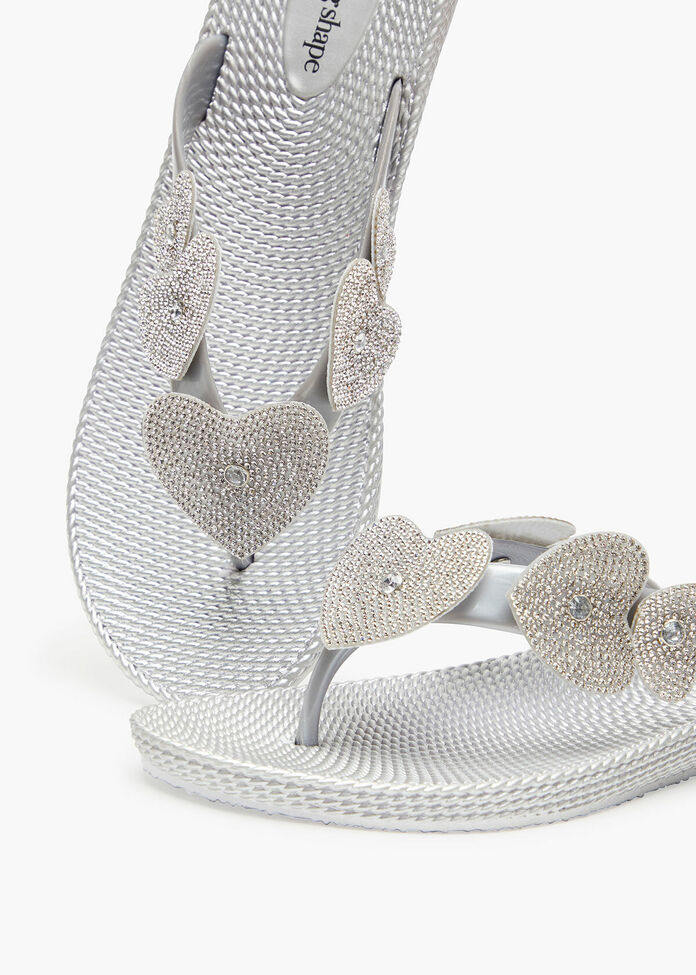 Bling Heart Wedge Jelly Sandal, , hi-res