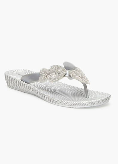 Bling Heart Wedge Jelly Sandal