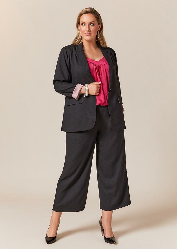 Noir Pull On Culotte Pant, , hi-res