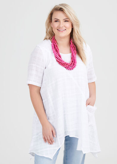 Plus Size Cotton Textured Gauze Tunic