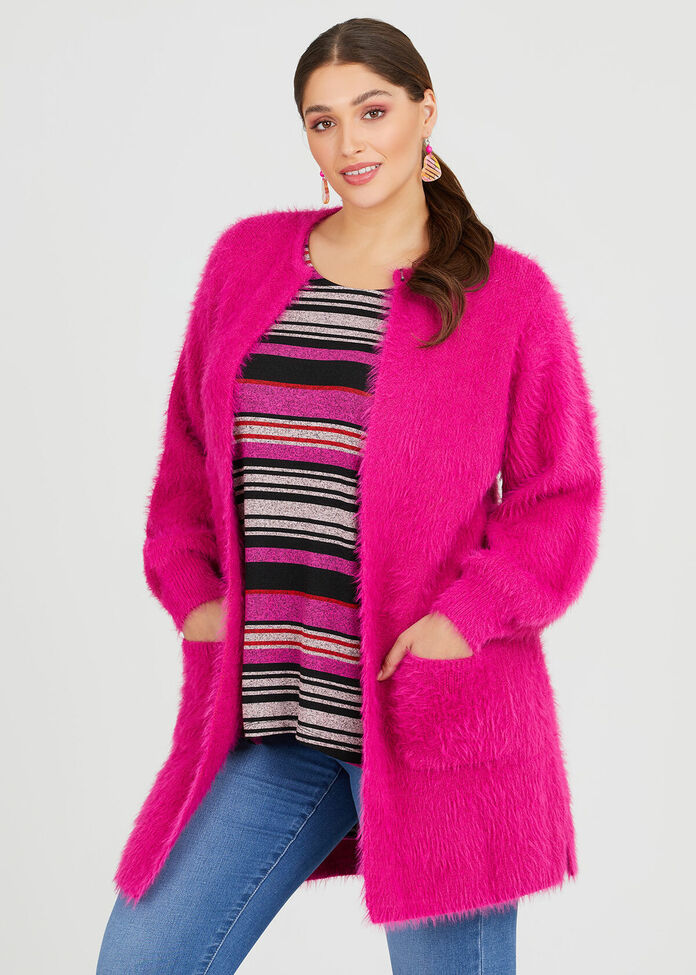 Sophia Fluffy Cardigan, , hi-res