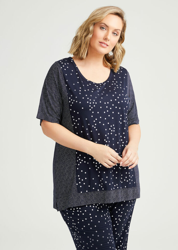 Bamboo Mini Stars Pyjama Top, , hi-res